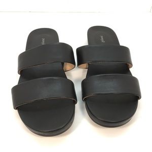 Purejill Black Leather Slip On Sandals Size 11 M